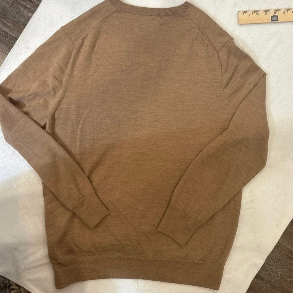 Brooks‎ Brothers Mens XXL Merino Wool V-Neck Sweater Camel Tan Italian Yarn